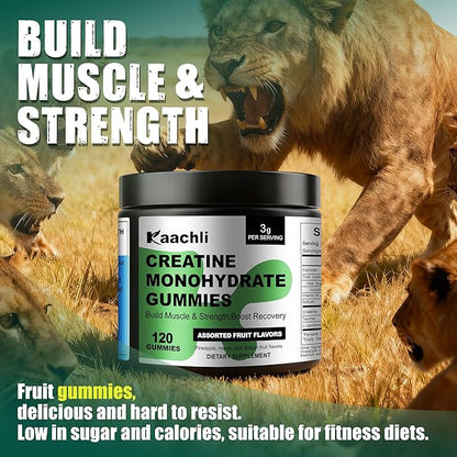 Creatine Monohydrate Gummies for Women,3000mg Creatine with Taurine and L-carnitine,Vegan Sugar-Free for Muscle Shaping and Growth,Creatine Gummies ForIdeal for Gym Women and Men,120 Count
