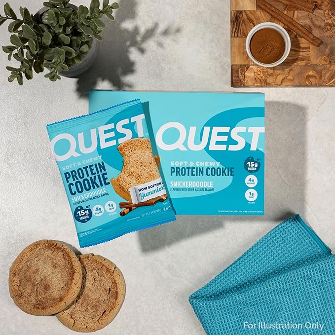 Quest Nutrition Snickerdoodle Protein Cookie,15g Protein,1g Sugar,4g Net Carbs,Keto Friendly,High-Protein,Low Carb;,12 Count (Pack of 2)