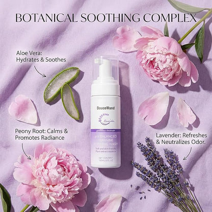 Feminine Foam Wash - pH Balanced Intimate Cleanser with Prebiotic Agave, Peony & Aloe. Soothing Odor Control & Daily Freshness for Sensitive Skin. Lavender Scent, 5 fl oz