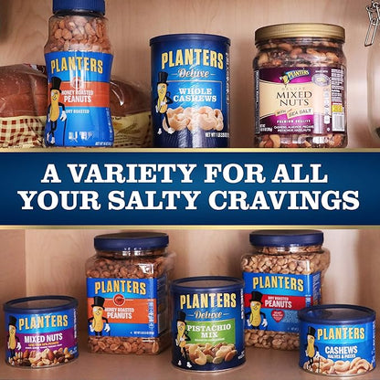 PLANTERS Deluxe Pistachio Mix, Party Snacks, Plant-Based Protein, 14.5 Oz Canister (Pack of 2)