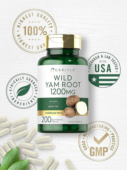 Carlyle Wild Yam Root Capsules | 200 Count | Non-GMO, Gluten Free | Traditional Herb Extract