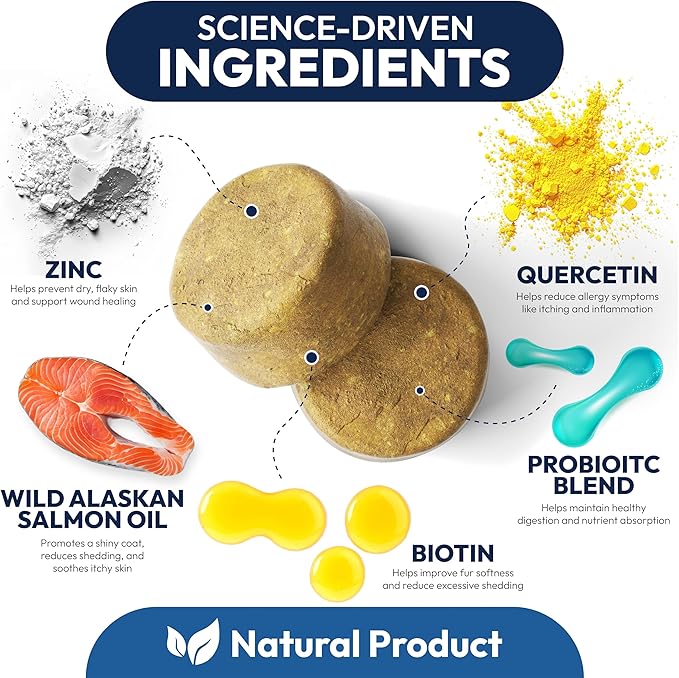 Omega 3 for Dogs - 250 Fish Oil Chews for Dog Shedding, Allergy & Itch Relief, Hot Spot Treatment - Advanced Skin & Coat Supplement - Joint Health - EPA & DHA Fatty Acids - Salmon Oil & Probiotics