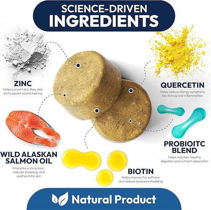 Omega 3 for Dogs - 250 Fish Oil Chews for Dog Shedding, Allergy & Itch Relief, Hot Spot Treatment - Advanced Skin & Coat Supplement - Joint Health - EPA & DHA Fatty Acids - Salmon Oil & Probiotics