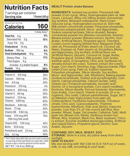 Banana Protein Shake, 14g Protein & High Fiber, Low Sugar, Keto-Friendly Meal Replacement Powder with Korean Cookie Crumble (Soboro) & Oat Crunch Balls 19.8 oz 14 Servings