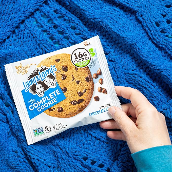 Lenny & Larry's Complete Protein Cookie, [Chocolate Chip], Chewy Soft Baked, 16g Plant Protein, Vegan, Non-GMO, High Fiber, 4 Ounce Cookie (Pack of 12)