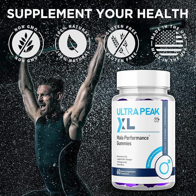 Ultra Peak XL Gummies for Men, Official UltraPeak XL Male Gummys with All Natural Ingredients, Ultra PeakXL Maximum Strength Health and Wellness Multivitamin Supplement Formula Gummys (60 Gummies)
