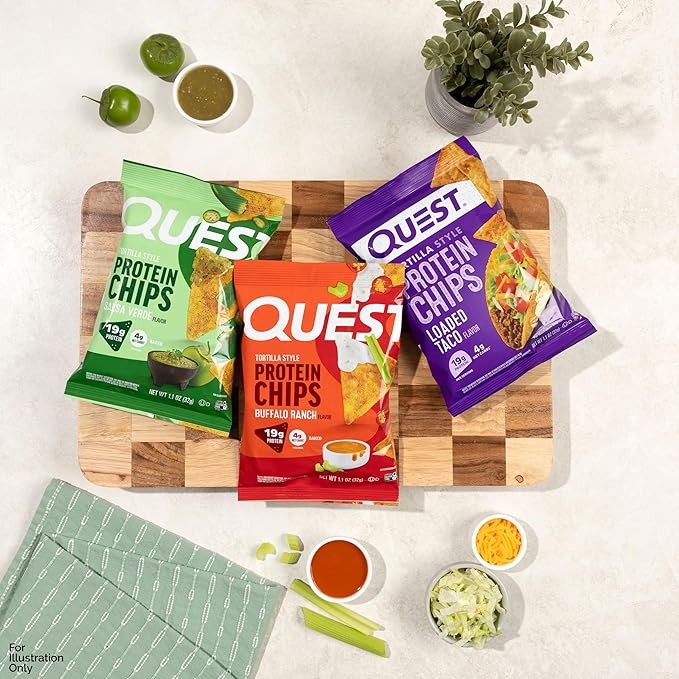 Quest Nutrition Game Day Tortilla Style Protein Chips Variety Pack, Buffalo Ranch x4, Salsa Verde x4, Loaded Taco x4, 1.1 oz (Pack of 12)