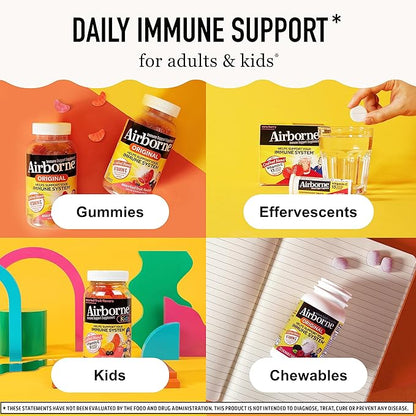 Airborne Elderberry + Zinc & Vitamin C Gummies for Adults,Immune Support with Antioxidants Vitamins C,D & E,Elderberry Flavor,130 Count (Pack of 2)