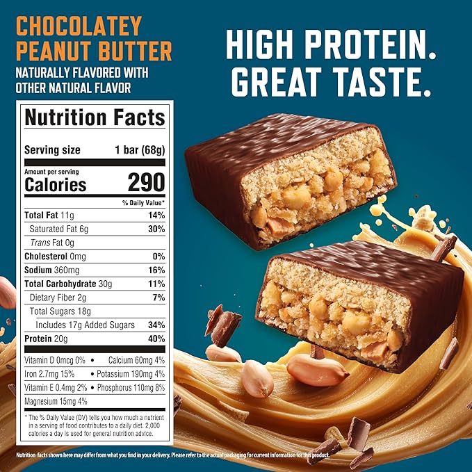 CLIF BUILDERS Protein Bars - Chocolate Peanut Butter Flavor - 20g Plant Based Protein - Gluten Free - Non-GMO - Low Glycemic - No Artificial Sweeteners - Value Pack, 2.4 oz. (12 Count)