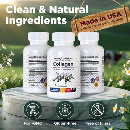 Complete Collagen Capsules for Women – 1800mg, Types I, II, III, V, X for Hair, Skin, Nails, Joints & Bone Health, High Absorption, Anti-Aging, Non-GMO, Gluten-Free, 90 Capsules