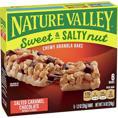 Nature Valley Granola Bars, Sweet Salty Nut, Salted Caramel Chocolate, 6 ct, 7.2 OZ