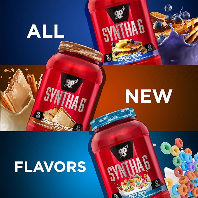 BSN SYNTHA-6 Premium Protein Powder with 6g of Fiber, Whey Isolate, Micellar Casein, Milk Protein Isolate, 5g of Fat, Cinnamon Toaster Pastry, 28 Servings, 2.91 Pound (Packaging May Vary)