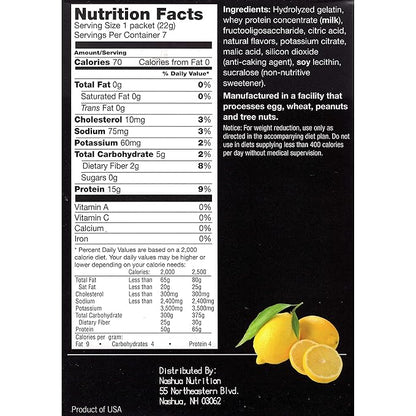 Proti-Thin High Protein Lemon Instant Drink Mix, 15g Protein, Low Calorie, Sugar-Free, Gluten-Free, 1 Pack of 7 Servings