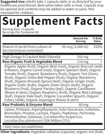 Garden of Life Vitamin D, Vitamin Code Raw D3, Vitamin D 2,000 IU, Raw Whole Food D3 Supplements with Chlorella, Fruit, Veggies & Probiotics for Bone & Immune Health, 60 Vegetarian Capsules