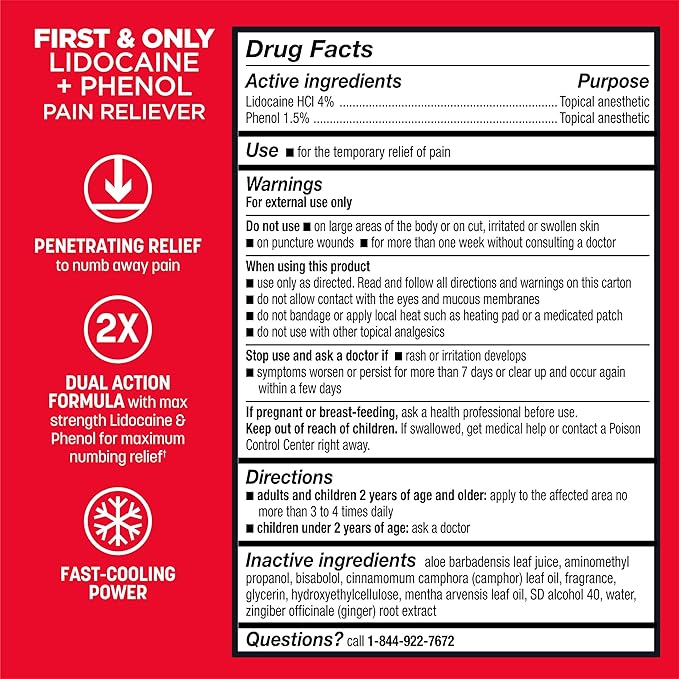Absorbine Jr. PRO Maximum Strength Lidocaine Roll-On for Targeted Nerve and Muscle Pain Relief, 4% Lidocaine + 1.5% Phenol, Fast Acting & Long Lasting, 2.5 oz