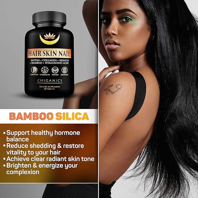 10X Potent Hair Skin and Nail Growth Vitamins Infused with Keratin + Collagen + Silica for Vibrant Hair- Extra Strength Biotin 5000mcg