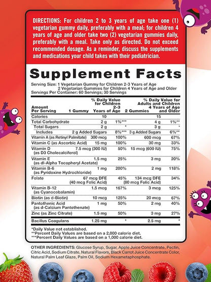 Nature's Truth Kids Multivitamin Gummies with Probiotics | 60 count | Berry Punch Flavor | Vegetarian, Non-GMO & Gluten Free Supplement