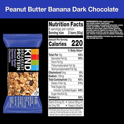 Kind,Bar Protein Breakfast Peanut Butter Banana Dark Chocolate,10.58 Ounce,6 Count (Pack of 2)