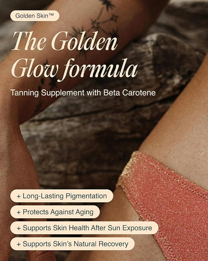 Ecosh Golden Skin Tanning Supplement for Women & Men – Potent Tanning Pills with Beta Carotene, Lutein & L-Tyrosine for Skin Health | Natural Antioxidant Supplement & Tanning Vitamins | 90 Capsules