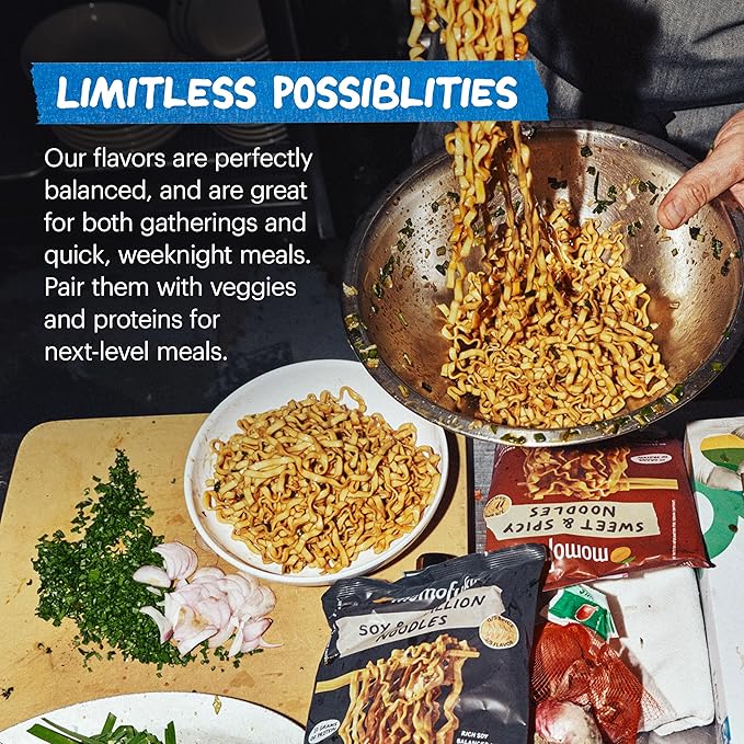 Momofuku Spicy Soy Ramen Noodles by David Chang, 4 Pack of Restaurant Quality Air-Dried Instant Noodles Now with More Sauce & 10g of Protein