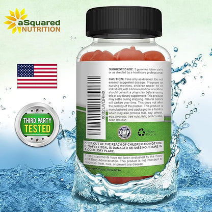 aSquared Nutrition Apple Cider Vinegar Gummies - 1500mg Per Serving - with The Mother - 90 ACV Gummies w/Vitamin B6 & B12, Folic Acid - Vegan Gummy Supplement Alternative to Capsules Pills & Drink