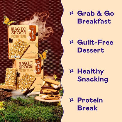 Magic Spoon Treats - 8 High Protein Bars, Smores - High Protein Gluten Free Snack - Sugar& Gluten Free Protein Cereal Bar - Low Carb & Keto Friendly - Healthy Snacks for Adults