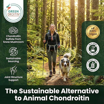 Vegan Glucosamine Chondroitin MSM Joint Support Supplement for Women and Men. Snow Mushroom Chondrotin Sulfate OptiMSM® Mobility, Cartilage & Flexibility Support Shellfish-Free, Non-GMO 120 Capsules