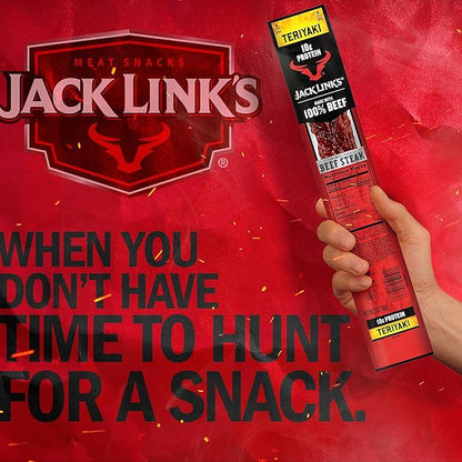 Jack Link's Teriyaki Beef Steaks - Ready to Eat Real Meat Protein Snacks - 18g Protein per Serving - Made with 100% Real Beef - (12 Pack) 2 oz Meat Snacks
