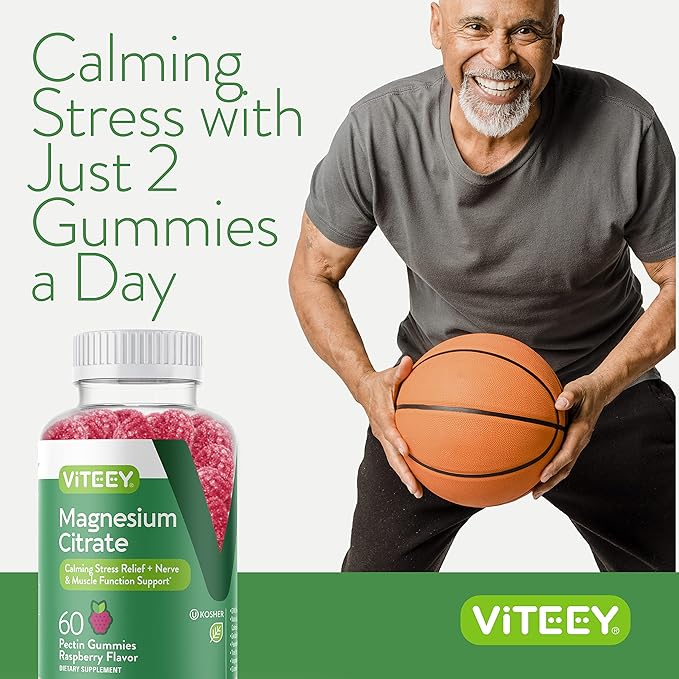 VITEEY Magnesium Gummies for Adults - 66mg of Magnesium Citrate Gummy for Calm, Sleep, Nerve & Muscle Function Support - Vegetarian, Gluten Free - 120 Count