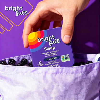 Supplement Natural Sleep Aid with Melatonin, Ashwagandha, Lemon Balm & L-Theanine – Drug-Free Sleep Support – Restful Sleep, Back to Sleep – BlackBerry Flavor – 32 Chewable Tablets