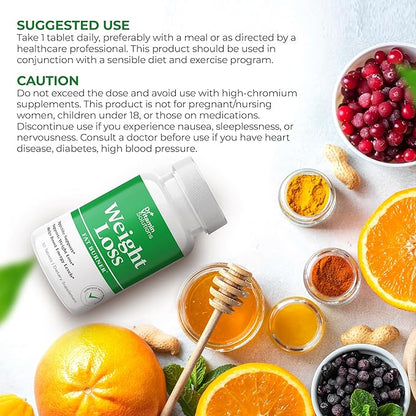 Weight Loss Supplements for Women & Men - Includes Green Tea Extract, Chromium, Vitamin B6 - Energy Booster, Belly Fat Burner & Appetite Suppressant Diet Pills - 30 Tablets