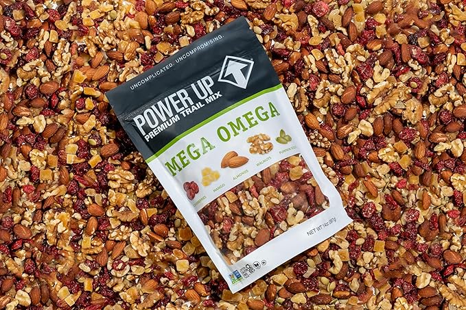 Power Up Trail Mix,Mega Omega Trail Mix,Non-GMO,Vegan,Gluten Free,No Artificial Ingredients,Gourmet Nut,14 Ounce Bag,(Pack of 4)