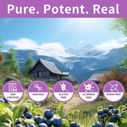 Hudetex Blueberry Lutein Gummies with 120 Count - 2 Month Supply, Eye Health Support Supplement for Kids and Adult, Contains Blueberry Juice (30 mg/Gummy) & Lutein (20 mg/Gummy)