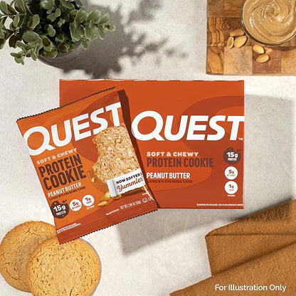 Quest Nutrition Peanut Butter Protein Cookie, 15g Protein, 1g Sugar, 5g Net Carbs, Keto Friendly, High Protein, Low Carb, 12 Count