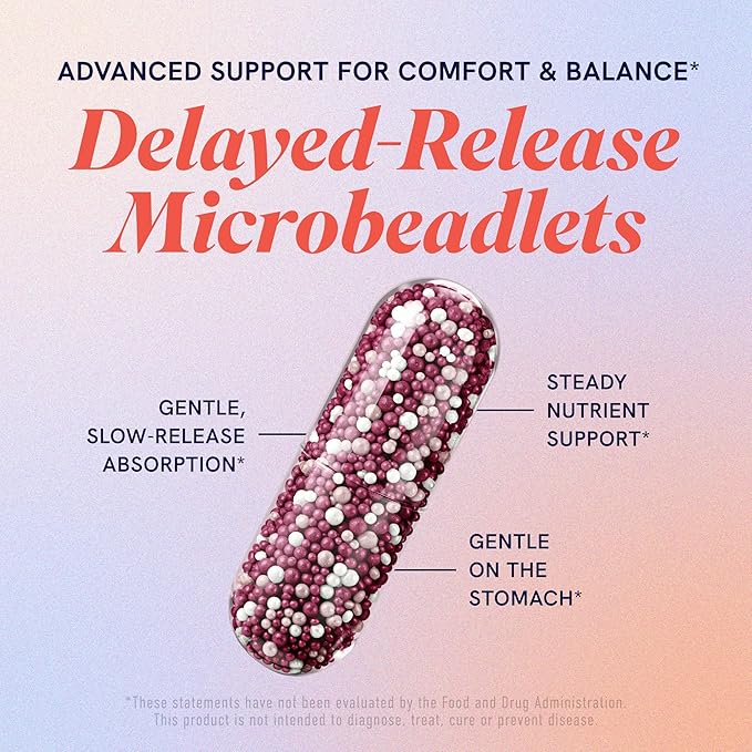PMS Support Supplement for Women with PMS Relief | Hormonal Acne, Hormone Balance & Period Relief | Chasteberry Supplements | Microbeadlets with Dong Quai, Cranberry & Vitamin B6 | Non-GMO 30ct