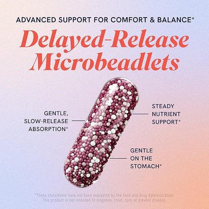 PMS Support Supplement for Women with PMS Relief | Hormonal Acne, Hormone Balance & Period Relief | Chasteberry Supplements | Microbeadlets with Dong Quai, Cranberry & Vitamin B6 | Non-GMO 30ct
