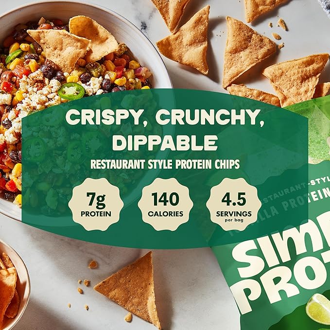 Simply Protein - Tortilla Chips, Restaurant Style Protein Chips, Variety Pack (3-Pack) - Sea Salt, Hint of Lime, Hint of Habanero - 7g Protein, 140 Calories, Gluten Free, Vegan - 3 Bags, 4.58oz (130g)