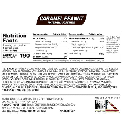 FITCRUNCH Snack Size Protein Bars, 6-Layer Baked Bar, 3g of Sugar & Soft Cake Core (18 Bars, Caramel Peanut)
