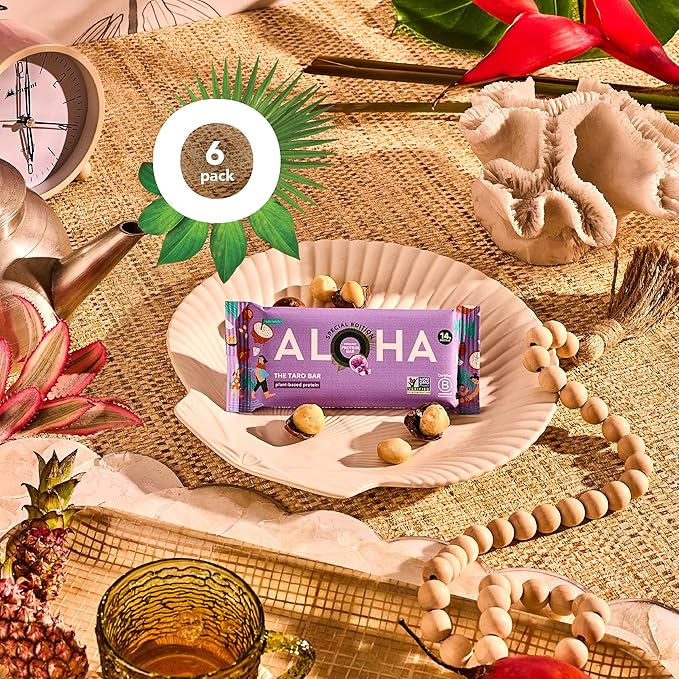 ALOHA Organic Plant Based Protein Bars | The Taro Bar - Special Edition | 6 Count, 1.98oz Bars | Vegan, Low Sugar, Gluten Free, Paleo, Low Carb, Non-GMO, Stevia Free, Soy Free, No Erythritol