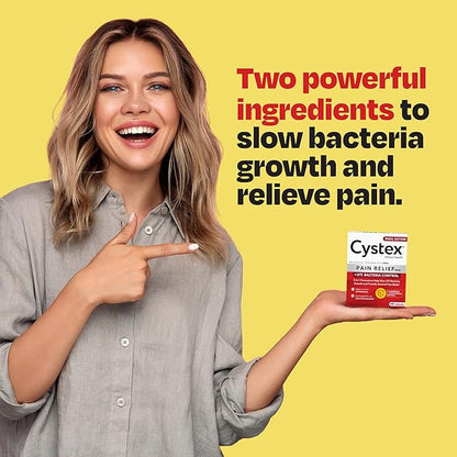 Cystex Dual-Action UTI Pain Relief & Prevention Tablets - 2-in-1 Formula Relieves Burning, Urgency, & Discomfort While Slowing Bacterial Growth - Non-Staining, Fast-Acting - 48-Count