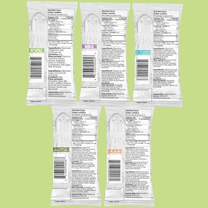 Far Field Crunchy Edamame Beans, Variety Pack, Low Calorie, Healthy Snack for Kids & Adults, 11 g of Protein per Bag, Vegan, Low Carb, 0.9 oz - 30 Single Serve Snacks