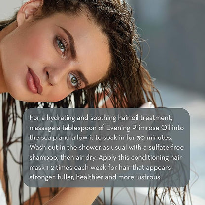 Pure Body Naturals Evening Primrose Oil - Liquid, not Capsules - for Face, Skin and Hair, 4 fl oz