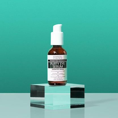 Advanced Clinicals Puffy Eye Under Eye Serum | Visible Anti Aging Brightening Vitamin C + Caffeine Serum Helps Improve Look Of Puffiness, Fine Lines, Dark Circles, & Uneven Skin Tone, 2-Pack