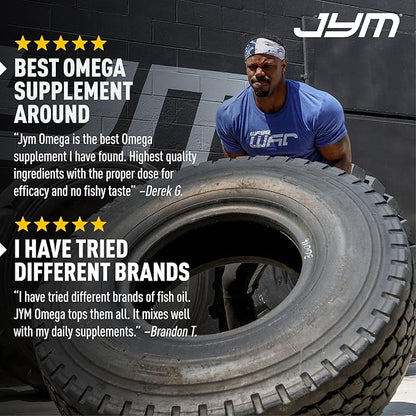 JYM Supplement Science Omega JYM Fish Oil 2800mg, High Potency Omega 3, EPA, DHA, DPA for Brain, Heart, & Joint Support 120 Soft Gels
