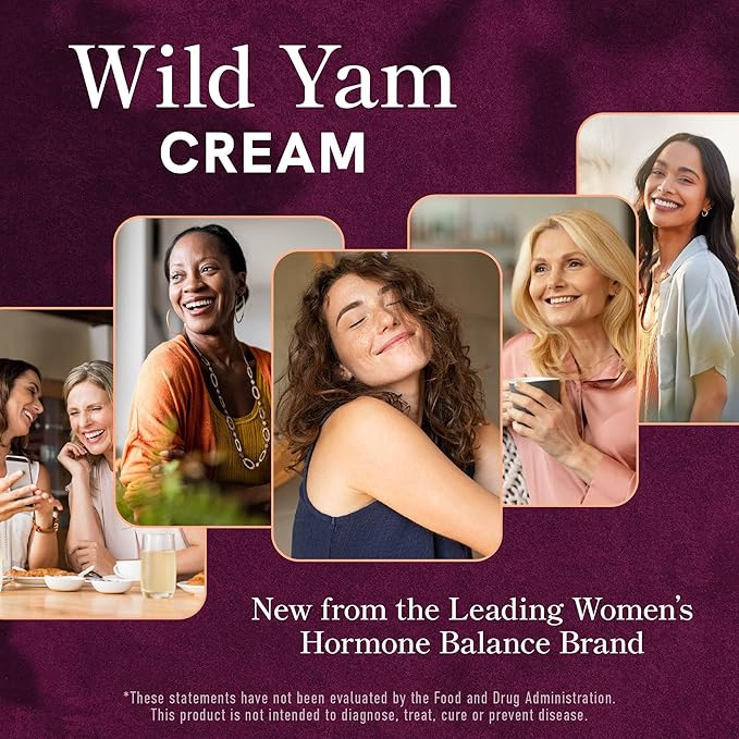 Wild Yam Cream for Hormone Balance | 3450mg Wild Yam for Herbal Menopause & PMS Support | Enriched with Vitex, Black Cohosh, Lavender & More | Estrogen & Progesterone Free Balancing Cream | 4 Oz.