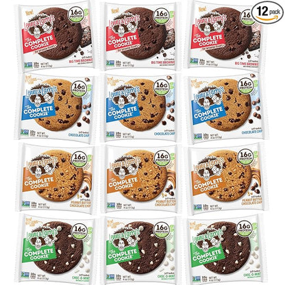 Lenny & Larry's Chocolate Lovers 4 Flavor Variety Pack, Soft Baked, 16g Plant Protein, Vegan, Non-GMO, 4 Ounce Cookie (Pack of 12)