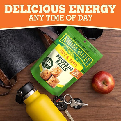 Nature Valley Oat and Nut Protein Granola Balls, Oats and Honey, Protein Snacks, 7.94 oz