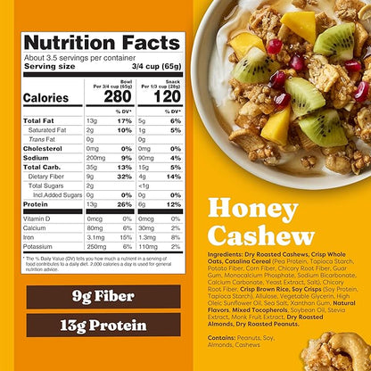 Catalina Crunch Protein Granola - Low Sugar Breakfast Cereal with 13g of Protein - Gluten Free, Keto Friendly - Honey Cashew - 8 oz. Bag (Pack of 1)