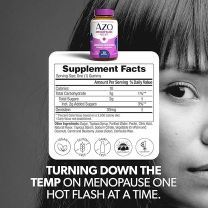 AZO Daytime 30 Count & Nighttime 30 Count Menopause Gummy Bundle for 24 Hour Support of Menopause Symptoms, Hot Flashes, Night Sweats & Sleeplessness