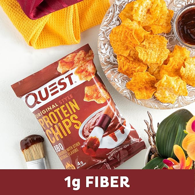Quest Nutrition BBQ Protein Chips, 19g Protein, 4g Net Carb, Low Carb, Gluten Free, 1.1 oz, 4 count